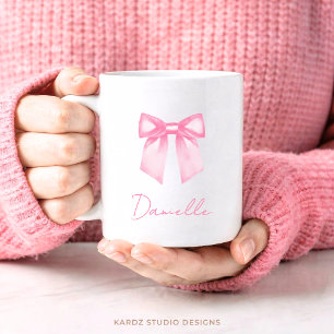 Café Taza con nombre de arco rosa elegante moderno pers