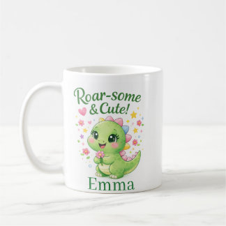 Café Taza con nombre de dinosaurio personalizado adorab