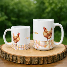 Café Taza con nombre de gallina de granja personalizada