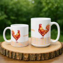 Taza con nombre de gallo de granja personalizada
