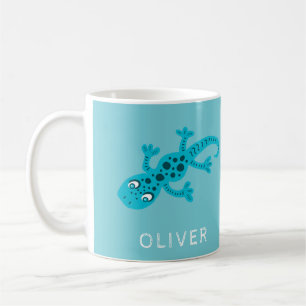 Café Taza con nombre de geco de lagarto azul lindo para