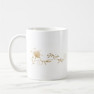 Café Taza con nombre de lirio dorado champán mejor amig