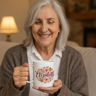 Café Taza con nombre floral Elizabeth – Flores de peoní
