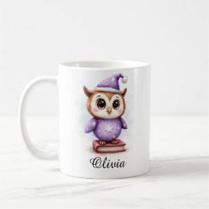 Café Taza con nombre personalizado de búho bebé en pija