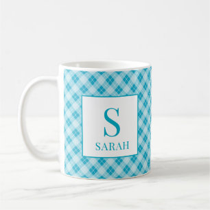 Café Taza con nombre personalizado de cuadros escoceses