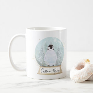 Café Taza con nombre personalizado de globo de nieve de