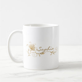 Café Taza con nombre personalizado de lirio dorado cham
