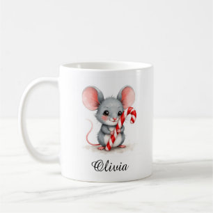 Café Taza con nombre personalizado de ratón acuarela so