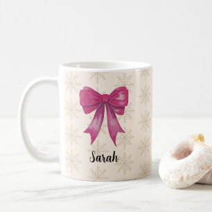 Café Taza con nombre personalizado patrón copo de nieve