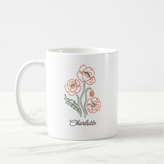 Café Taza con nombre personalizado y arte de línea de a