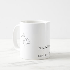 Café Taza con nombre personalizado y arte de línea mini