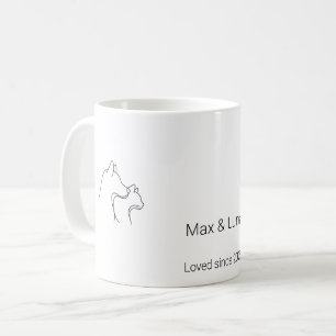 Café Taza con nombre personalizado y arte de línea mini
