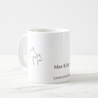 Café Taza con nombre personalizado y arte de línea mini