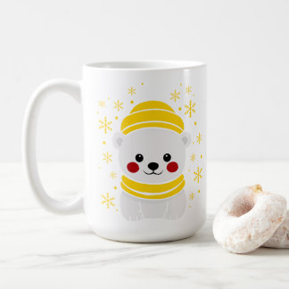 Café Taza con oso polar lindo sombrero de invierno