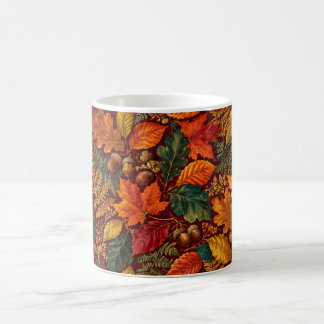Café Taza con patrón botánico de hojas de roble y bello