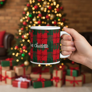 Café Taza con patrón clásico de tartán de Navidad con f
