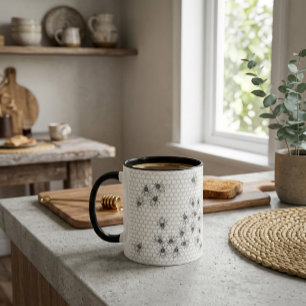 Café Taza con patrón de abeja y panal de miel