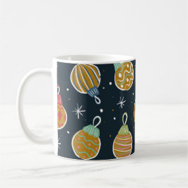 Café Taza con patrón de adorno navideño colorido