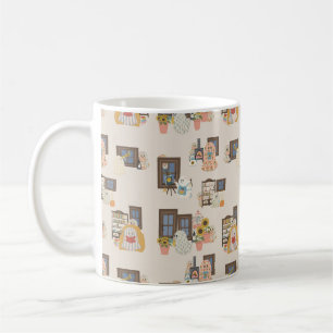 Café Taza con patrón de cabaña embrujada caprichosa O