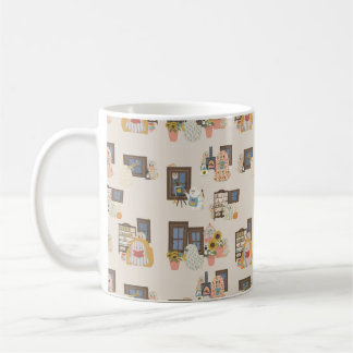 Café Taza con patrón de cabaña embrujada caprichosa | O