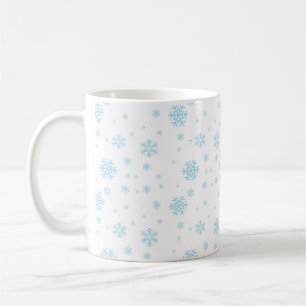 Café Taza con patrón de copo de nieve azul caprichoso
