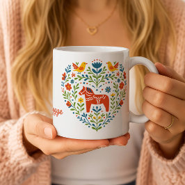 Café Taza con patrón de corazón de caballo Dala de arte