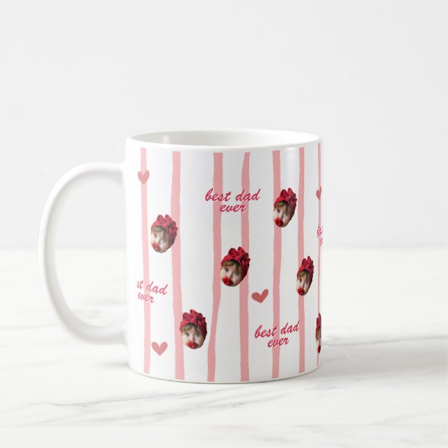 Café Taza con patrón de corazón de foto personalizada p (Izquierda)