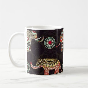 Café Taza con patrón de elefante decorativo