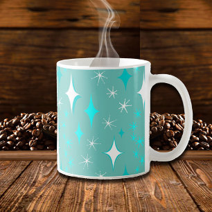 Café Taza con patrón de estrella retro en verde turques