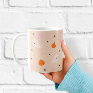 Café Taza con patrón de fantasma de Halloween de otoño