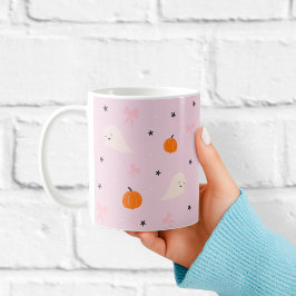 Café Taza con Patrón de Fantasma de Halloween Rosa Lind
