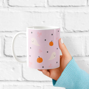 Café Taza con Patrón de Fantasma de Halloween Rosa Lind