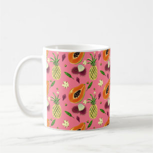 Café Taza con patrón de frutas tropicales hawaianas Cor