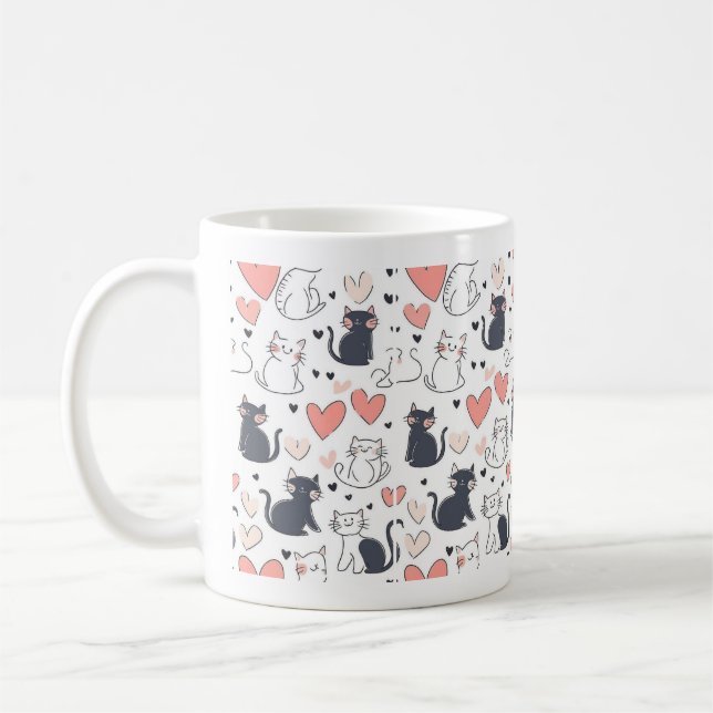 Café Taza con patrón de gato lindo (Izquierda)