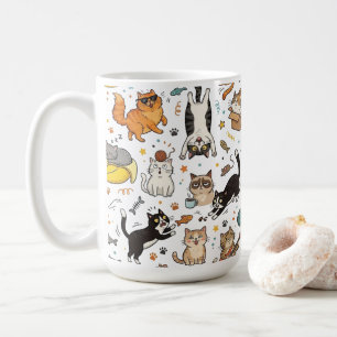 Café Taza con patrón de gatos divertidos para amantes d