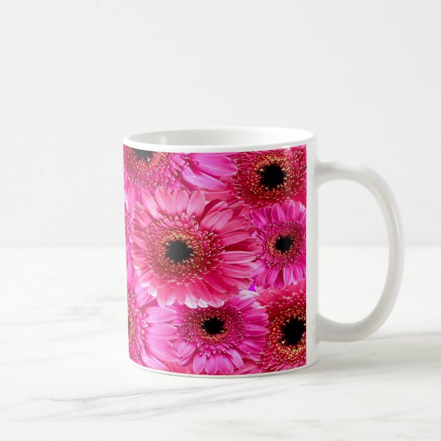 Café Taza con patrón de gerbera margarita rosa vibrante (Derecha)