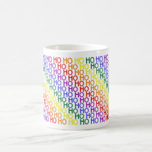 Café Taza con patrón de Ho Ho Ho de arcoíris