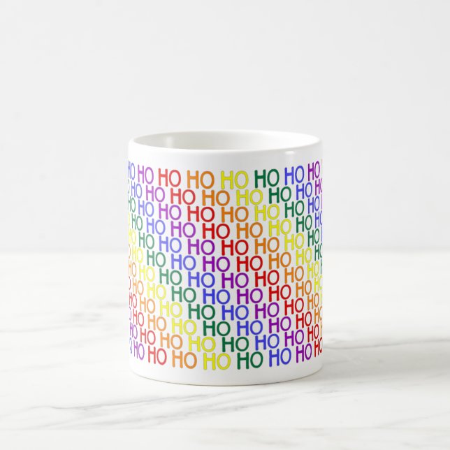 Café Taza con patrón de Ho Ho Ho de arcoíris (Centro)