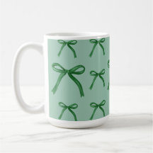 Taza con patrón de lazo verde elegante y lindo