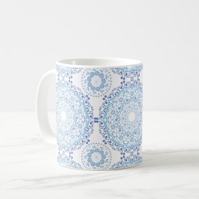 Café Taza con patrón de mandala azul (Anverso izquierdo)