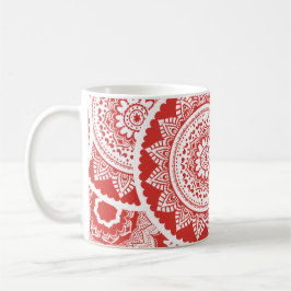 Café Taza con patrón de mandala rojo y blanco