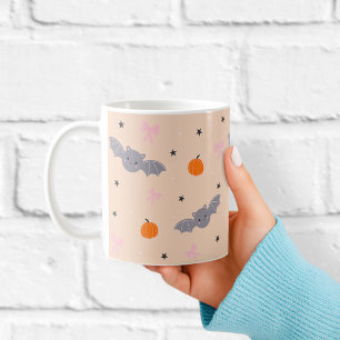 Café Taza con patrón de murciélago de Halloween de otoñ