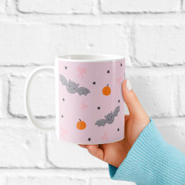 Café Taza con patrón de murciélago de Halloween rosa li