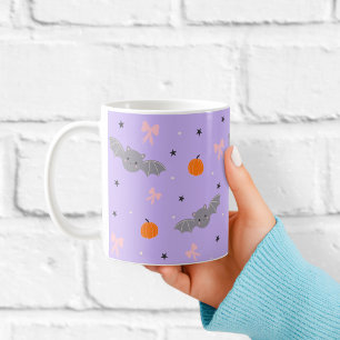 Café Taza con patrón de murciélago morado de Halloween