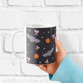 Café Taza con patrón de murciélago negro de Halloween l