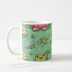 Café Taza con patrón de nenúfar de rana