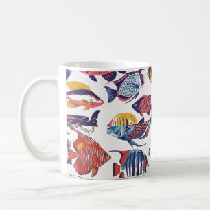 Café Taza con patrón de peces exóticos Regalo para am