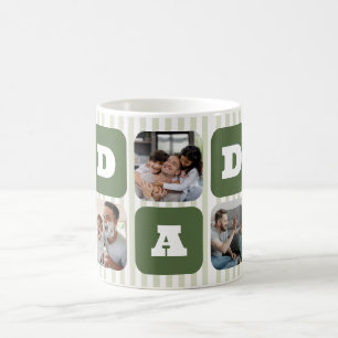 Café Taza con patrón de rayas y foto personalizada para