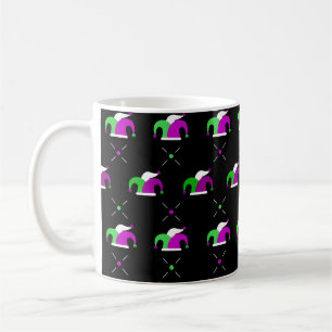 Café Taza con patrón de sombrero de bufón de Mardi Gras