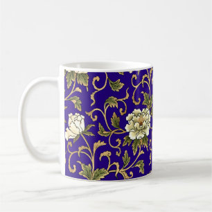 Café Taza con patrón de tela oriental antigua
